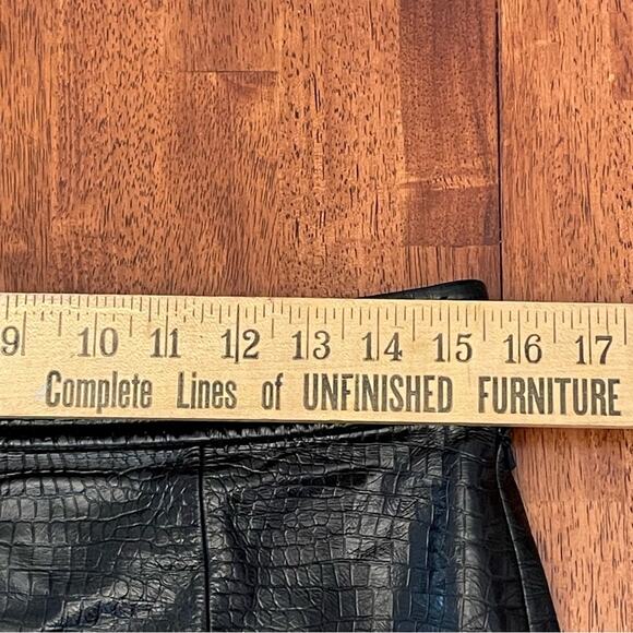 Helmut Lang Croc Embossed Patent Leather Asymmetrical Mini Skirt Black 10 Large - Picture 10 of 14